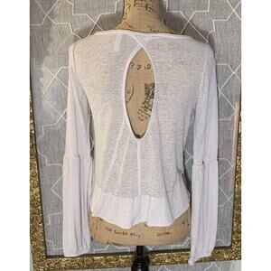 NWOT Free People hippy boho tunic oversized keyhole back pale blue top blouse XS